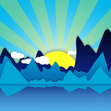 Mountain sunrise background vector illustration   clipart