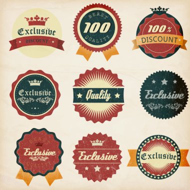 Vintage design emblems set clipart