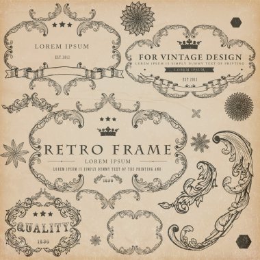 Vintage design elements set clipart