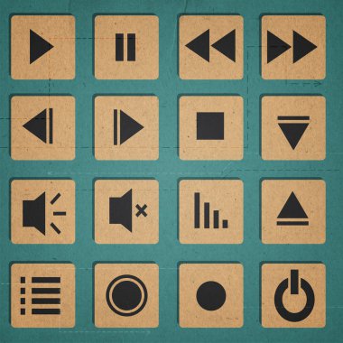 Media player icons set clipart