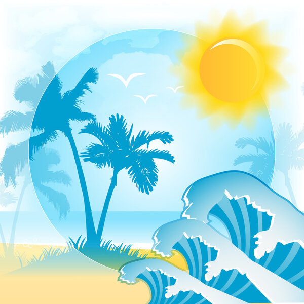 Vector background with summer beach