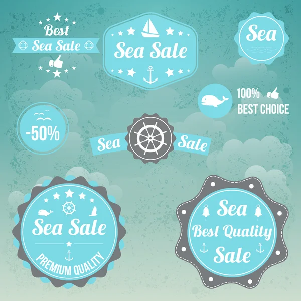 Vector Set Sea Emblems — Stock Vector