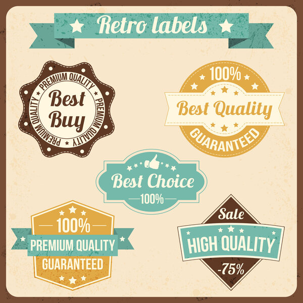 Vector set of retro labels