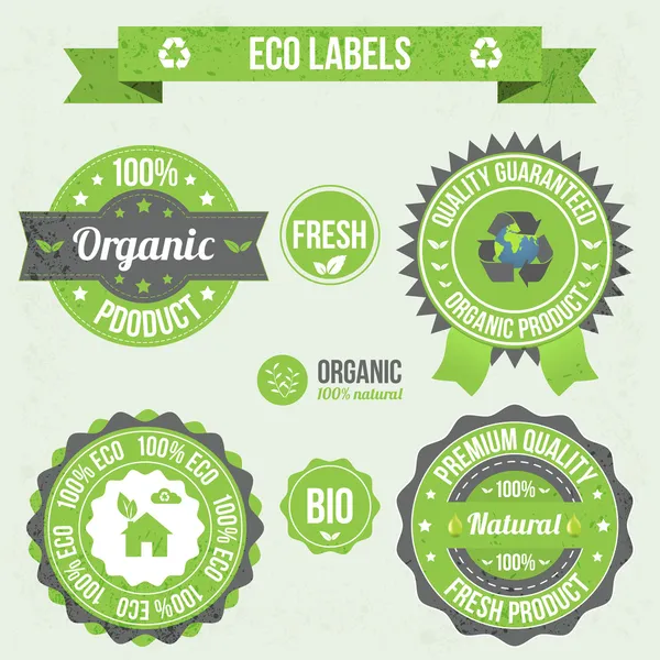 Eco Labels Retro Vintage Design — Stock Vector