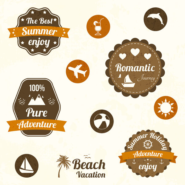 Retro travel labels. vector illustration  