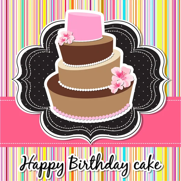 誕生日ケーキとベクター幸せな誕生日カード — ストックベクタ