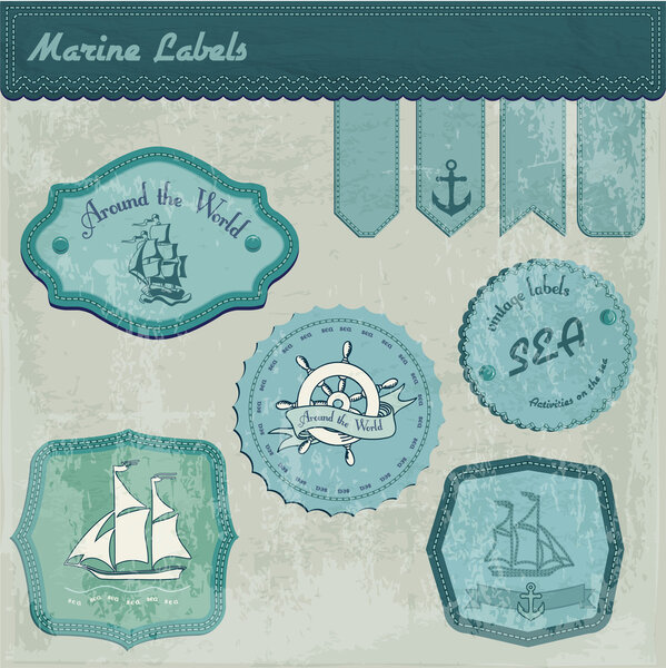 Vintage marine labels vector illustration  