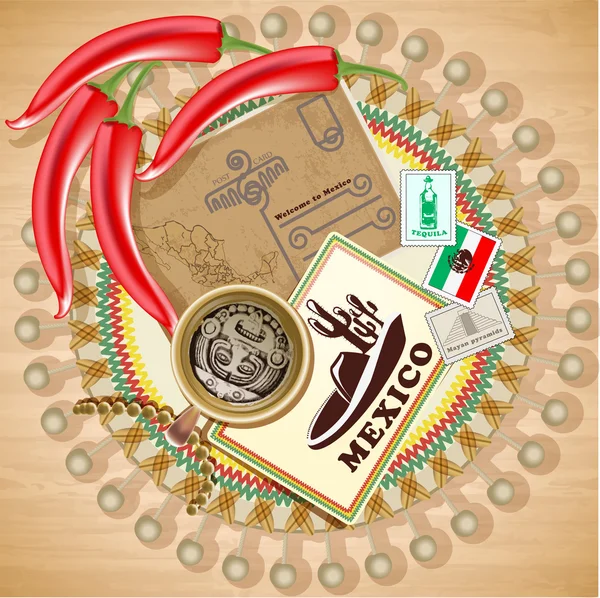 Meksika vintage öğeler illüstrasyon vektör  
