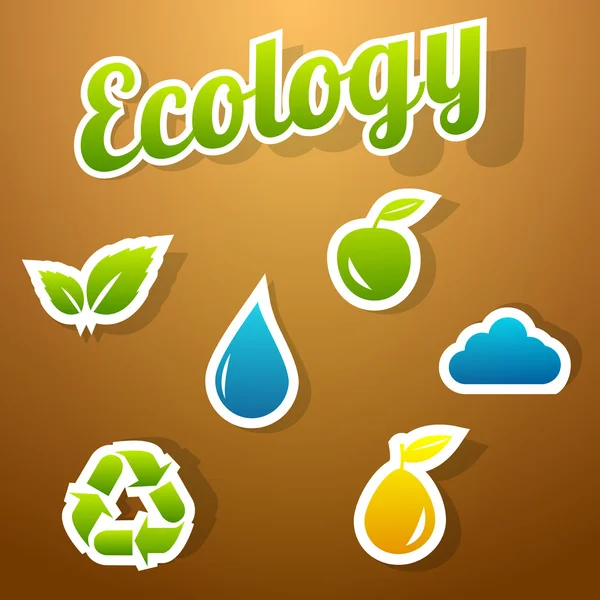 Ecologia Icona Set Vettoriale Illustrazione — Vettoriale Stock