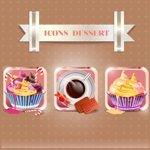 Icons Dessert Vector Illustration — Stock Vector