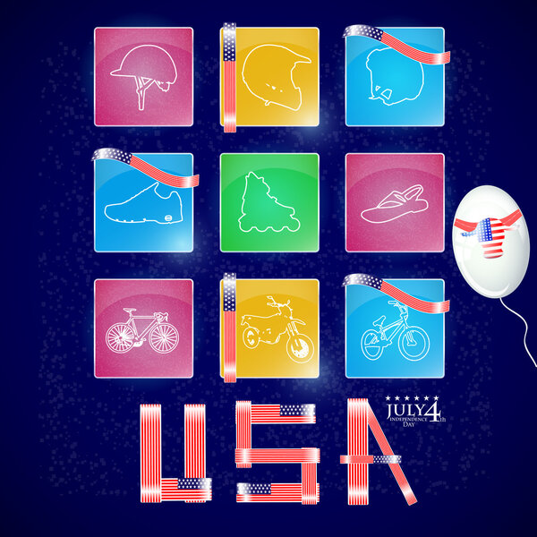 USA independence day vector icons set