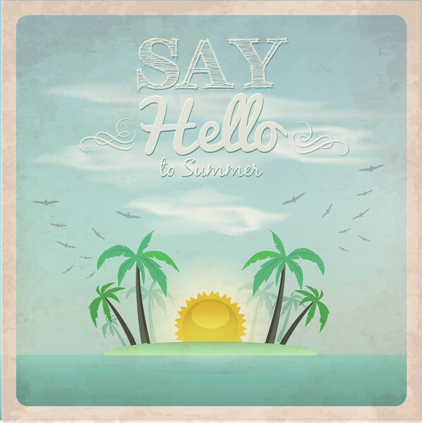 Винтажная векторная иллюстрация летних плакатов
  