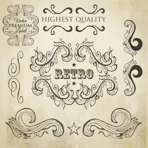 Conjunto Elementos Diseño Vintage — Vector de stock