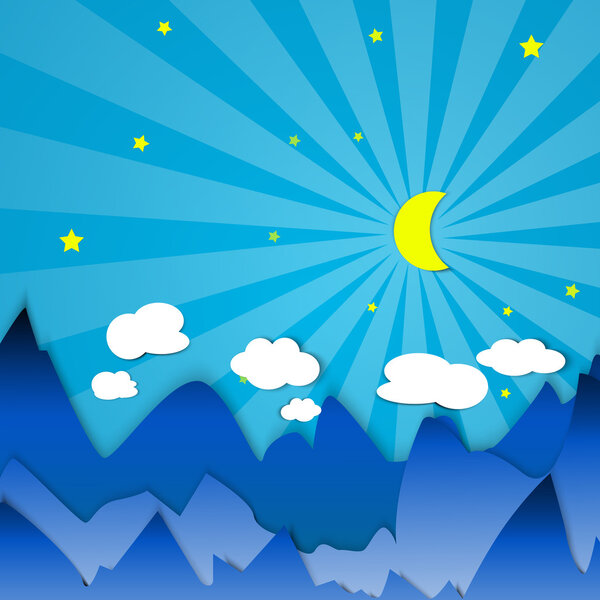 Crescent in the mountains vector illustration