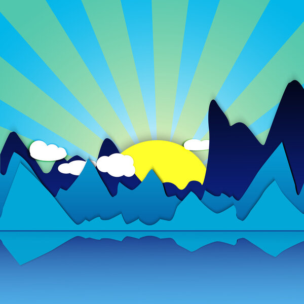 Mountain sunrise background vector illustration  