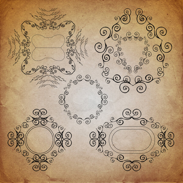 Ornate vintage vector frame set