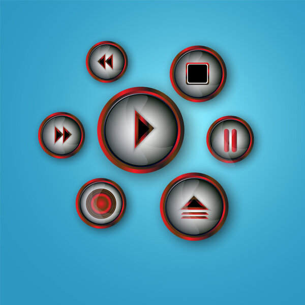 Media player buttons vector set