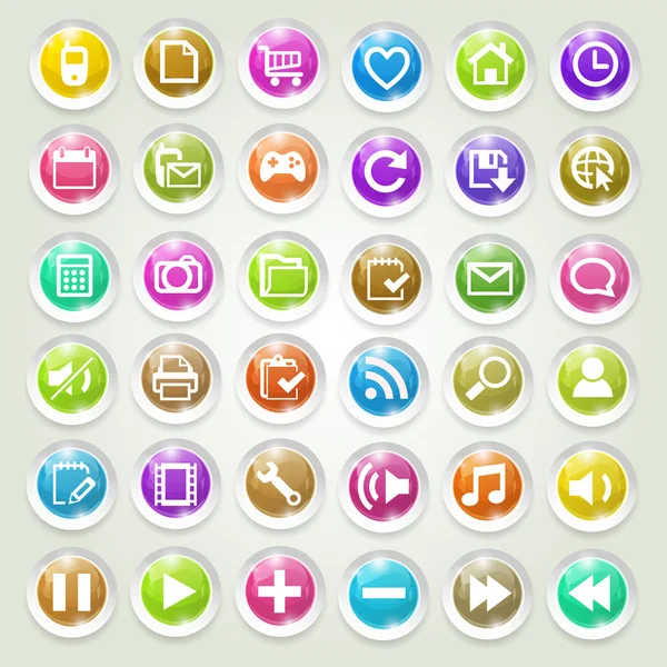 Medya Icons Set Vektör — Stok Vektör