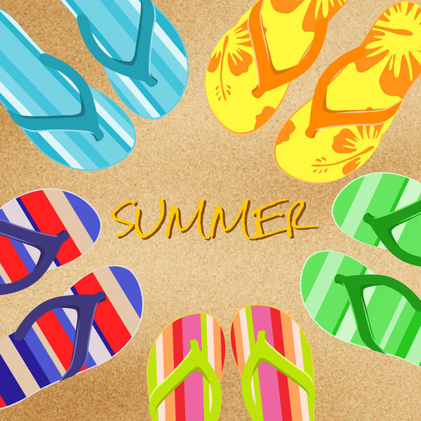 Summer background with flip flops