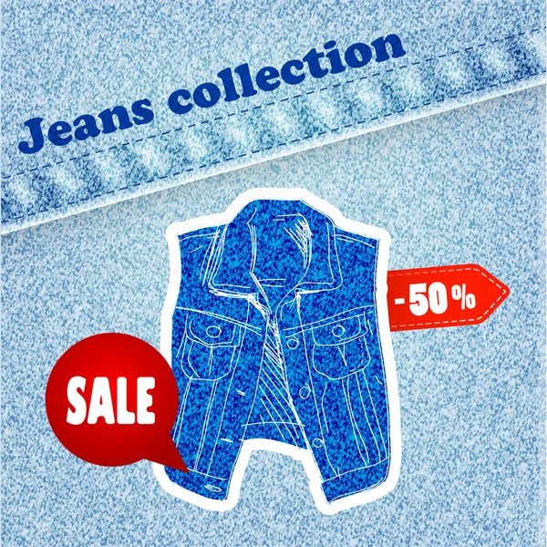 Jeans Vendita Banner Vettoriale Illustrazione — Vettoriale Stock