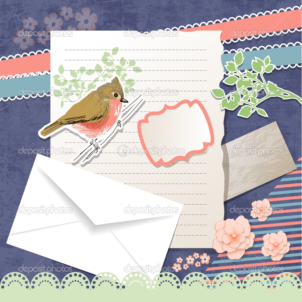 Vector greeting card with bird