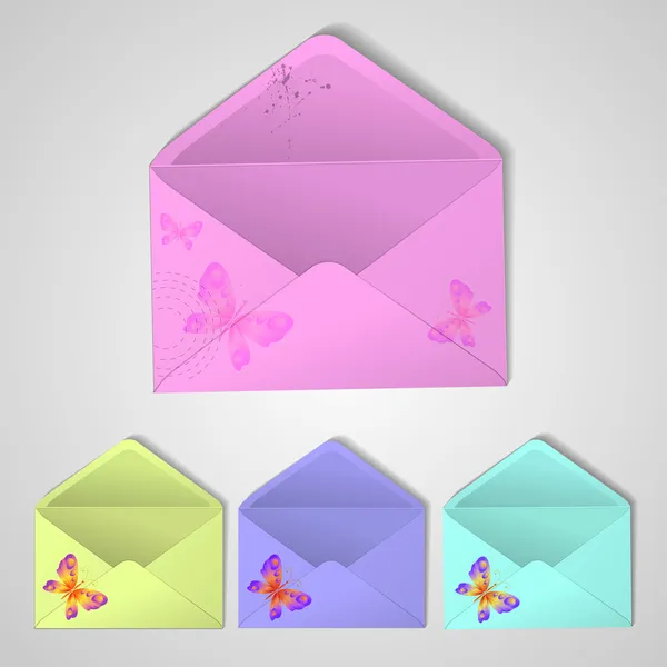 Enveloppe Avec Des Papillons Courrier Été Illustration Vectorielle — Image vectorielle