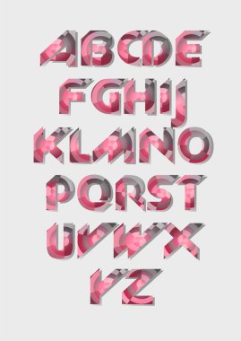 Pink alphabet set vector illustration   clipart