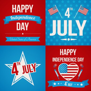 Independence Day postcard design clipart