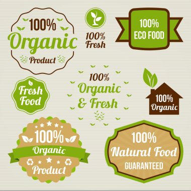 Vintage organik yiyecek işaretleri