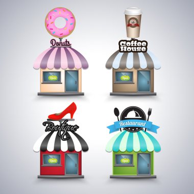 Mini shop icons  banner vector illustration   clipart