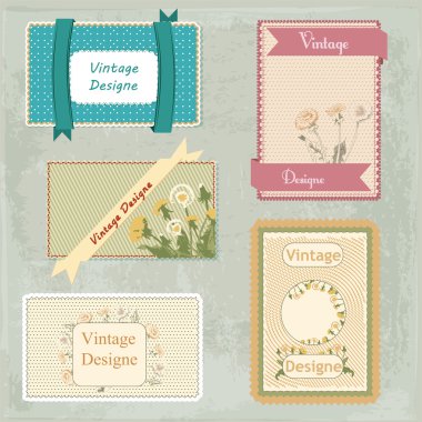 Vector set of vintage frames with flowers clipart