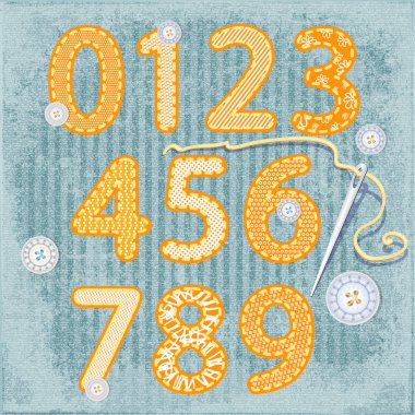 Sewing style numbers  banner vector illustration   clipart