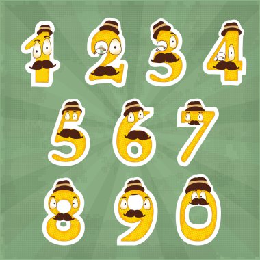 Funny digits  banner vector illustration   clipart