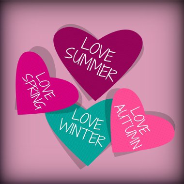Hearts with seasons banner vector illustration   clipart