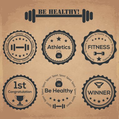 Be healthy! vintage labels clipart