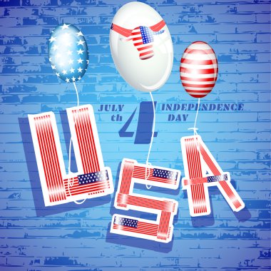 Independence Day postcard design clipart