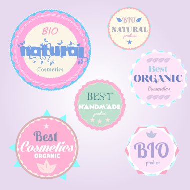 Organic cosmetics vintage labels clipart