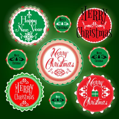 Merry christmas vintage labels clipart