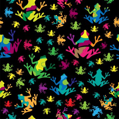 Multi-colored frogs background clipart