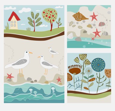 birds and flowers banner vector illustration   clipart