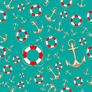 Background with anchors and buoys clipart
