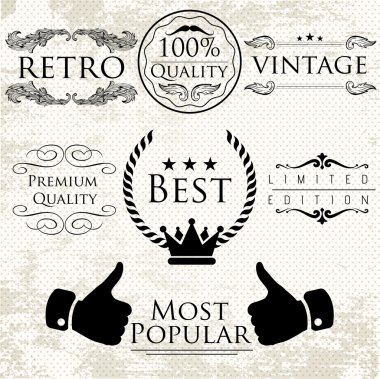 Set of vintage vector labels for premium quality items clipart