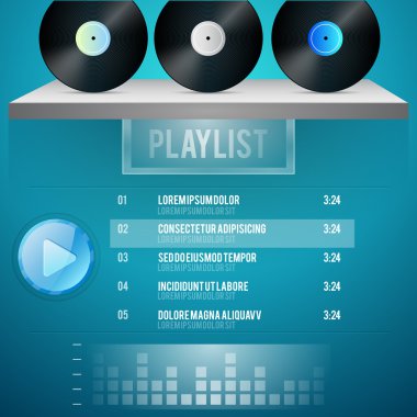 Vector template for music playlist clipart