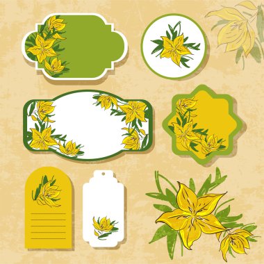 Vintage labels with flowers