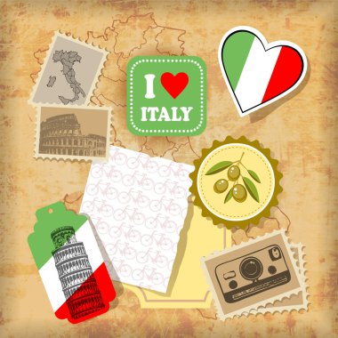 Italy landmarks and symbols clipart
