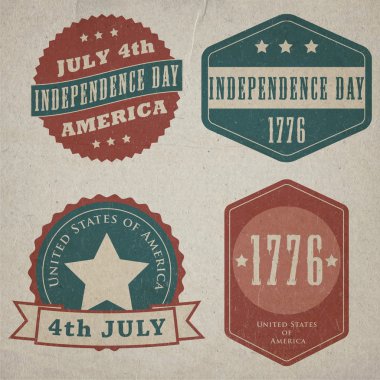 Vector independence day lables. Retro vintage version clipart