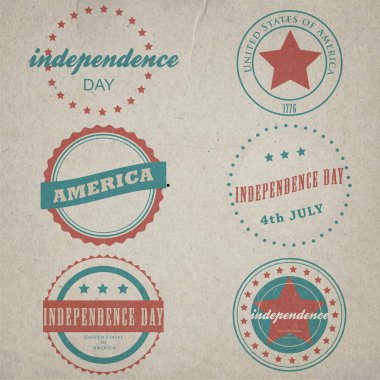 Vector set of vintage labels for independence day clipart
