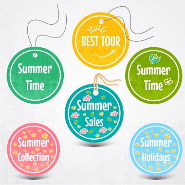 Vector set of stickers for summertime clipart