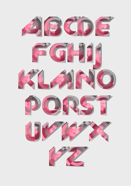 Pink alphabet set vector illustration  