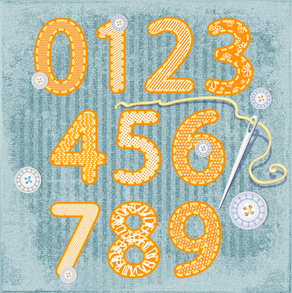 Sewing style numbers  banner vector illustration  